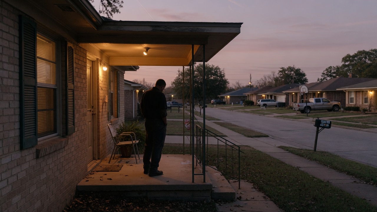 Man alone on a porch at dusk — showing up for men who never ask for help