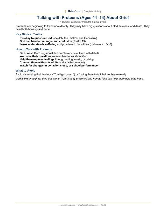 Talking with Preteens About Grief — same PDF file as download